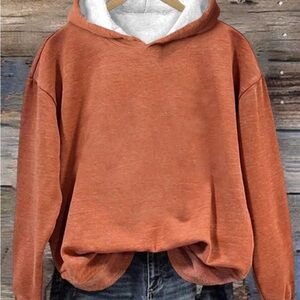 Women's Casual Orange Hoodie Sweater